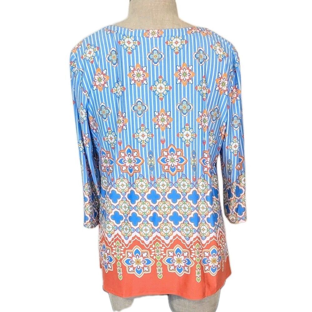 Ruby Rd Petite XL Boho Garden Party Tunic 3/4 Sleeve Top NWT - Picture 3 of 8